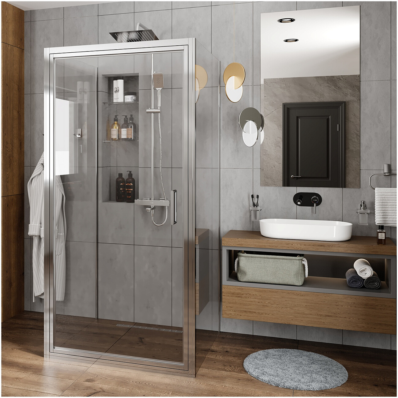 Душевой уголок квадратный 90х90 см хром Wasserkraft Salm 27I43 - изображение 2