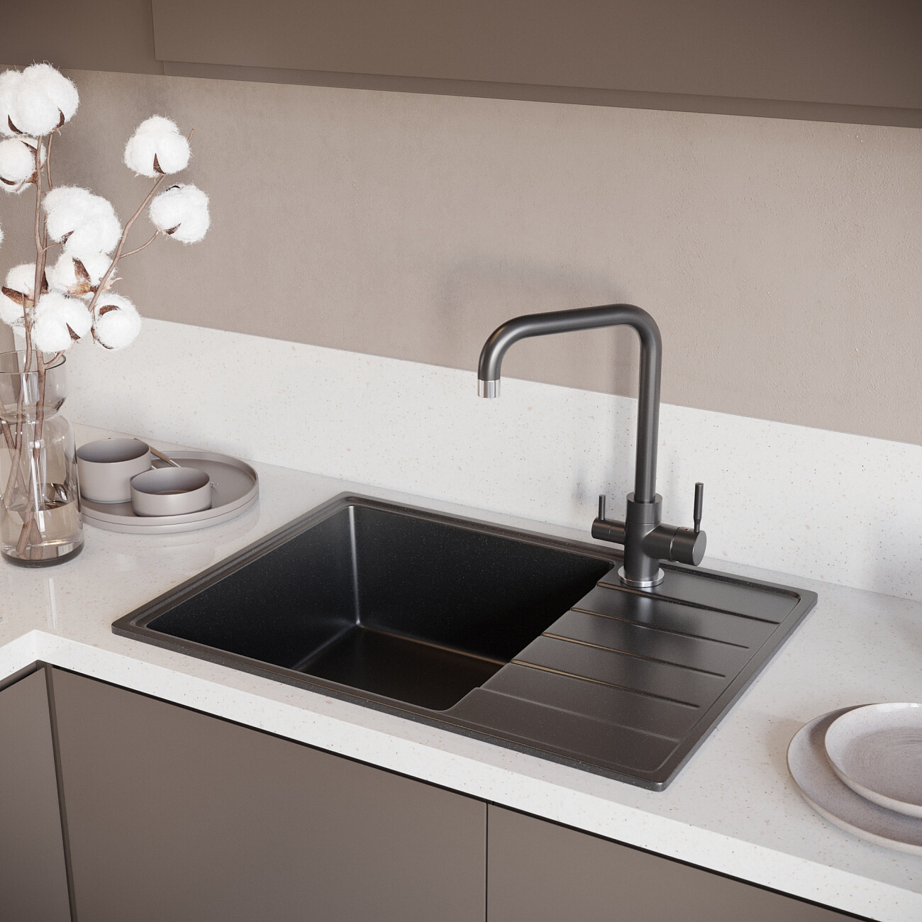 Мойка кухонная уголь Domaci "Солерно" DP 700-07 - изображение 4
