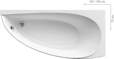 Ванна акриловая ассиметричная 160х75 см белая Ravak Avocado P CH01000000