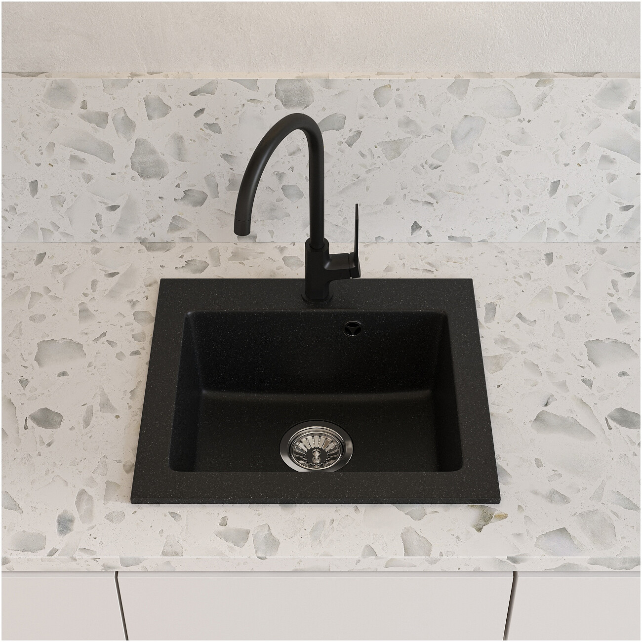 Мойка кухонная из искусственного гранита черная Domaci "Верона" 48-44 черная - изображение 2