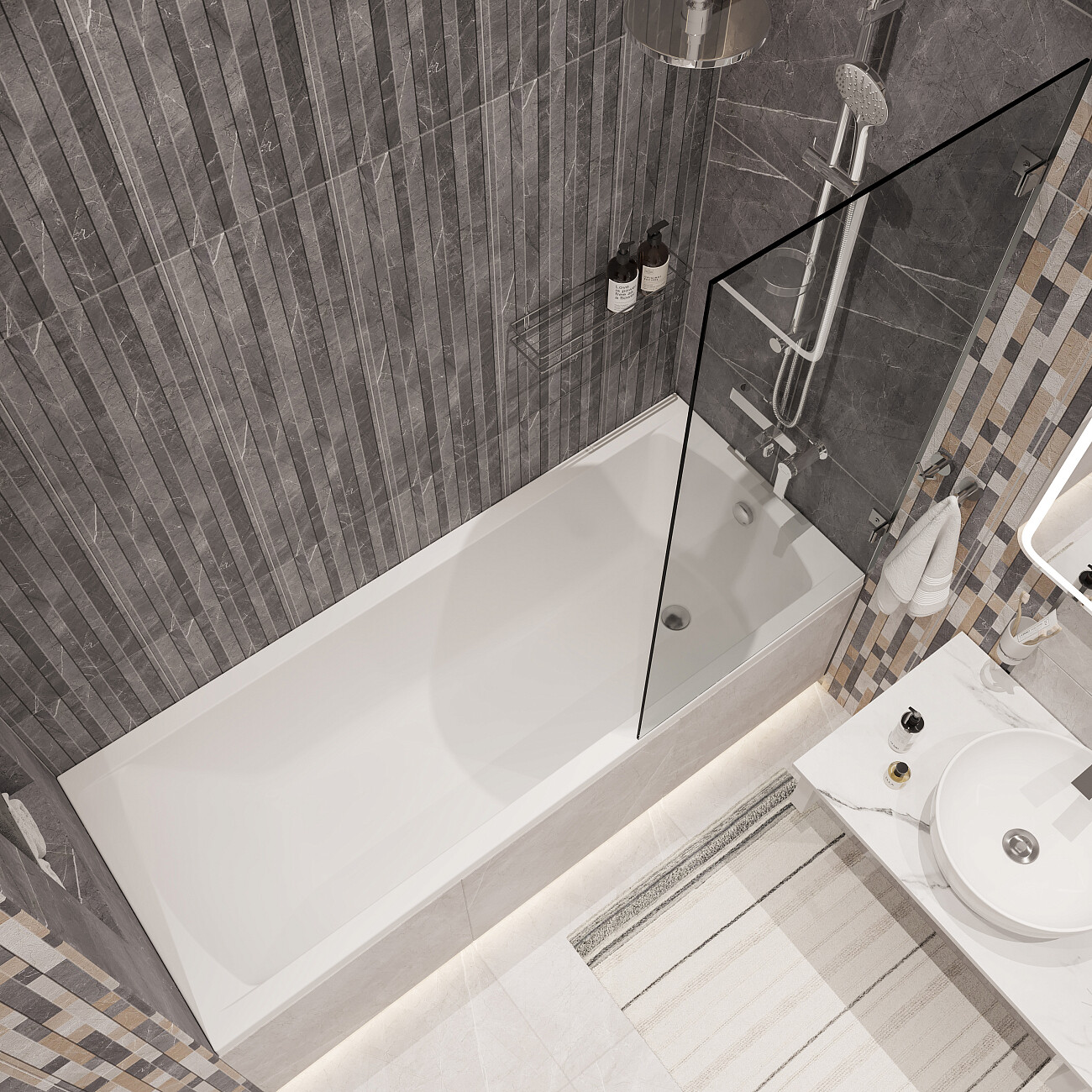 Ванна акриловая прямоугольная 70х175 см с ножками белая Stworki "Эстерсунд" ES17570, ESK01 - изображение 5