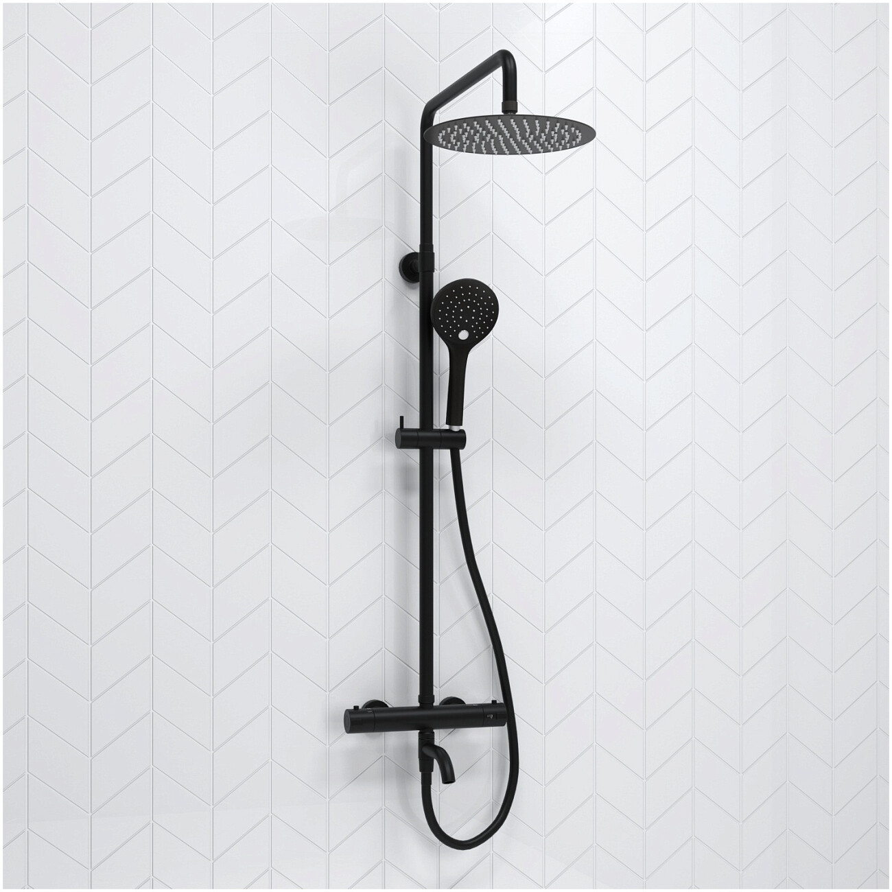 Душевой комплект с верхним душем и лейкой черный Wasserkraft A288.258.078.BM Thermo - изображение 2