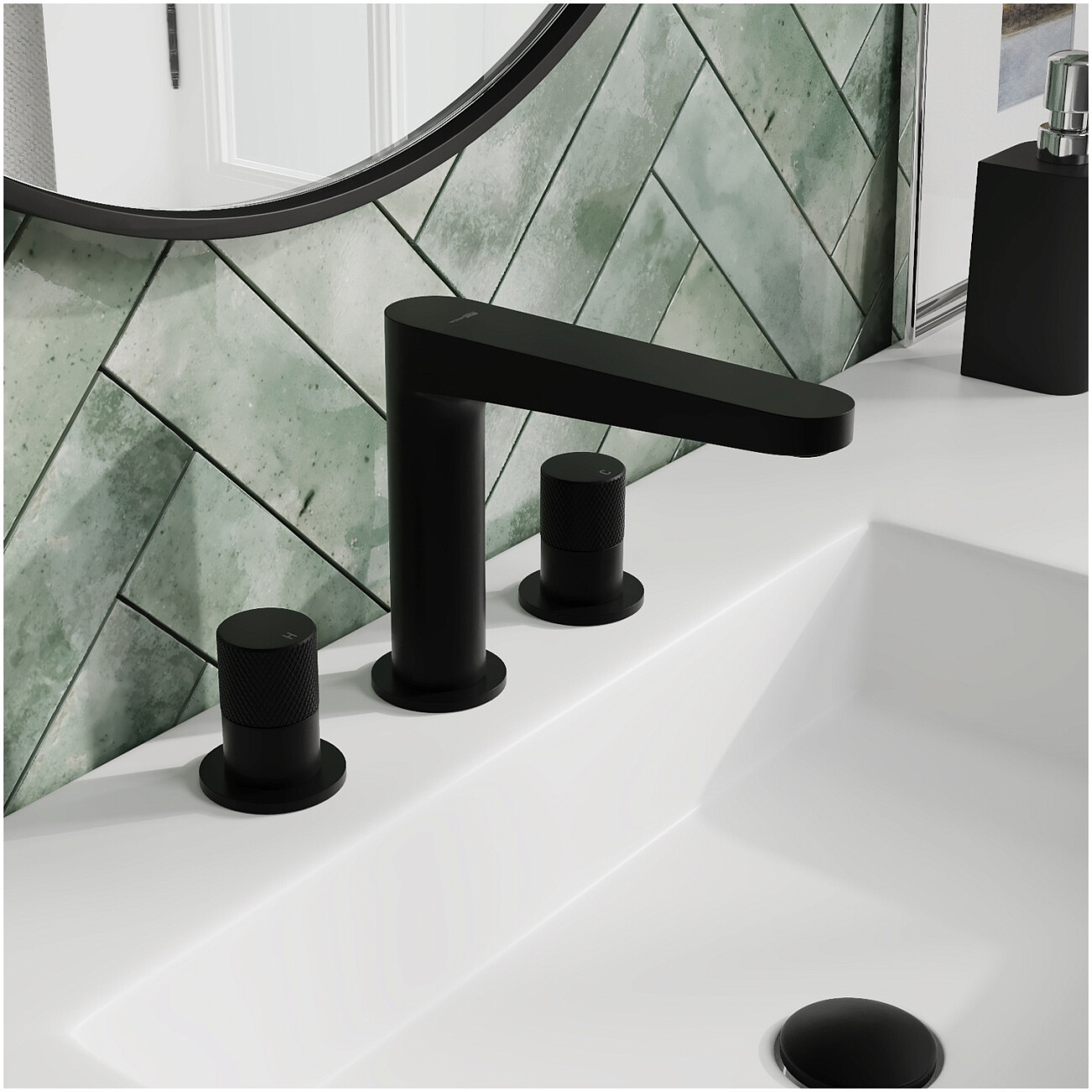 Смеситель для раковины встраиваемый из латуни черный Wasserkraft 5235 - изображение 4