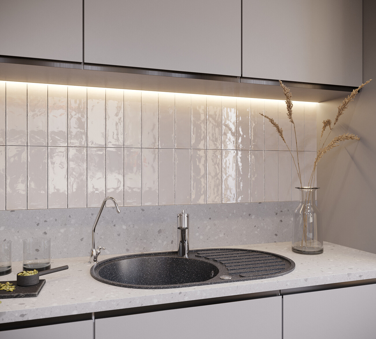Мойка кухонная овальная мраморная черная Domaci "Бьелла" DMC-18L-308 - изображение 4