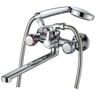 Смеситель для ванны двухвентильный с душевым гарнитуром хром Ammore A4685-F