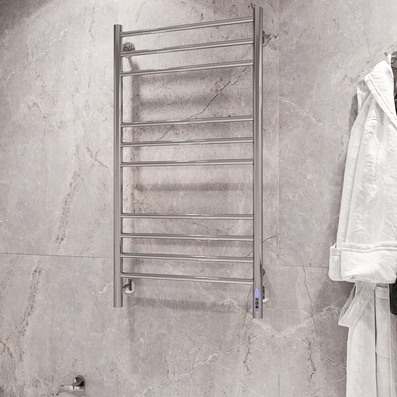 Полотенцесушитель электрический 50х100 см хром Ewrika "Гелла" АВ10 4670078537584 - изображение 7