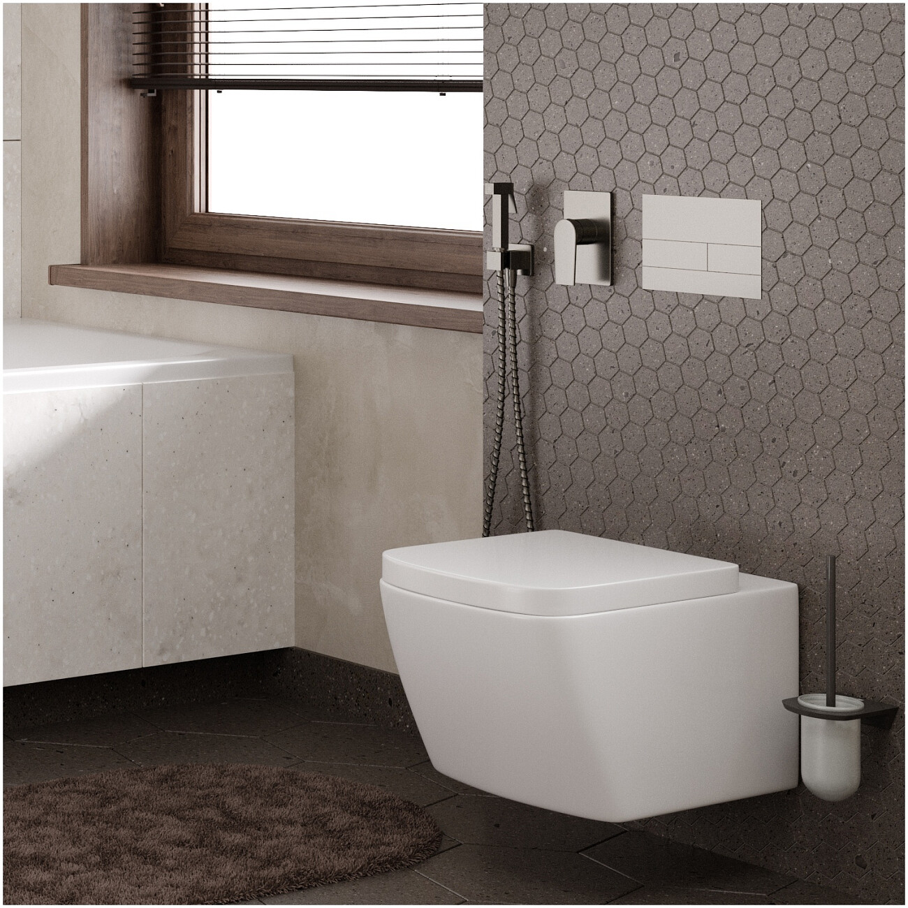 Гигиенический душ с встраиваемым смесителем оружейная сталь Wasserkraft A84095 - изображение 2