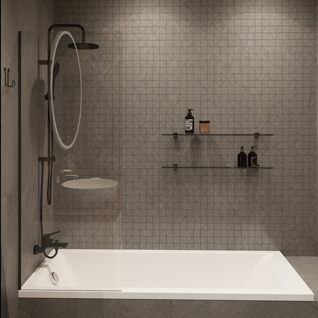 Штора на ванну неподвижная 60х150 см прозрачная, черная Diwo "Ростов" 4GW011 - изображение 2