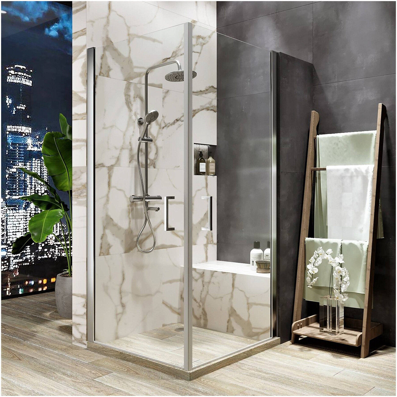 Душевой уголок квадратный 90х90 см хром Diwo "Кострома" KS04-090TCR - изображение 2