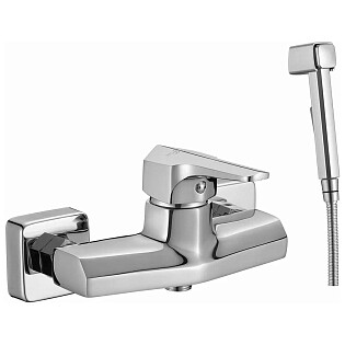 Смеситель настенный с гигиеническим душем хром Rossinka RS44-52
