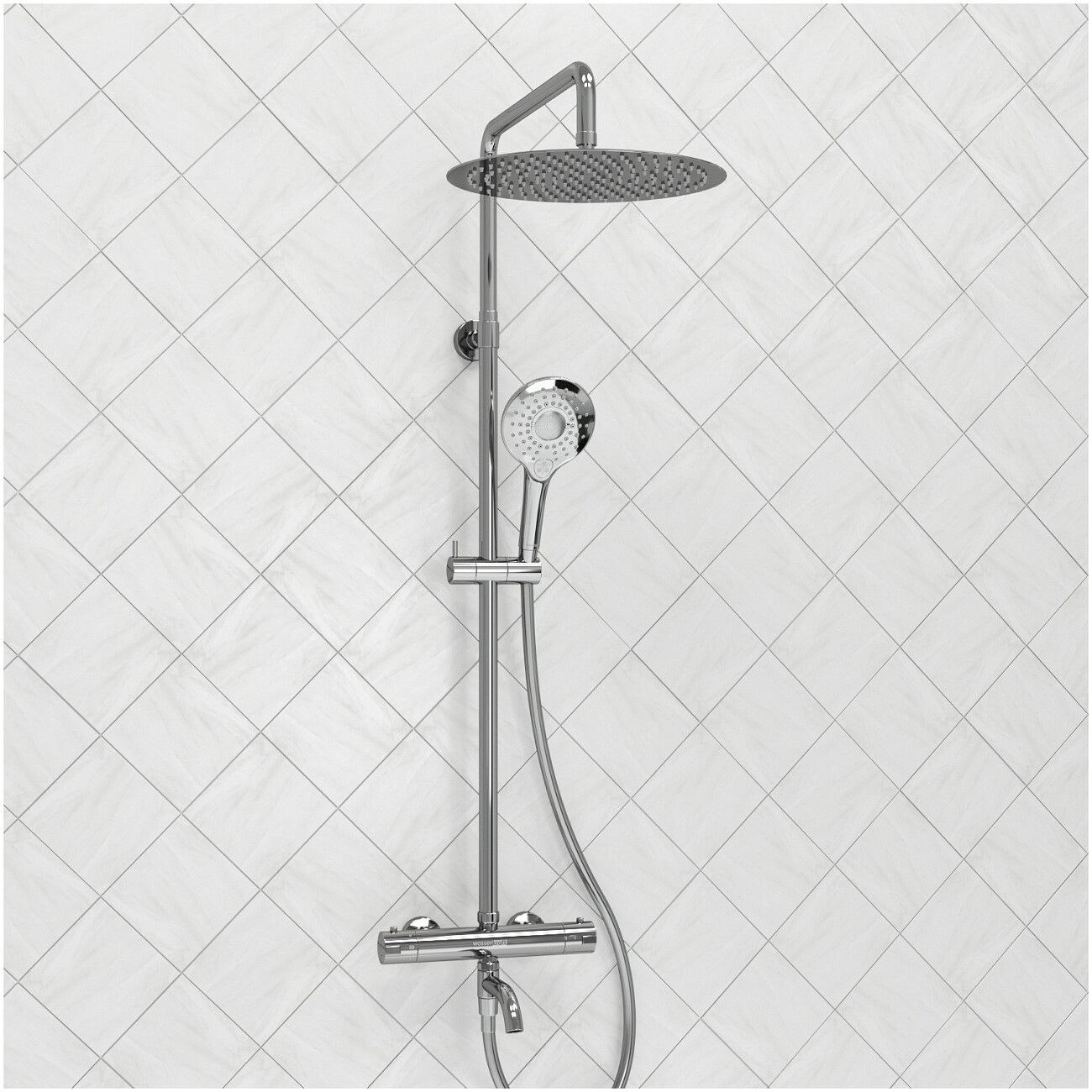 Душевой комплект с верхним душем и лейкой хром Wasserkraft A188.116.101.087.CH Thermo - изображение 2