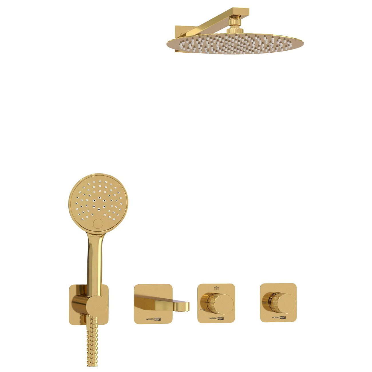 Душевой комплект встраиваемый с изливом золотой Wasserkraft A7651.304.305.183.208.280.197.207 - изображение 2