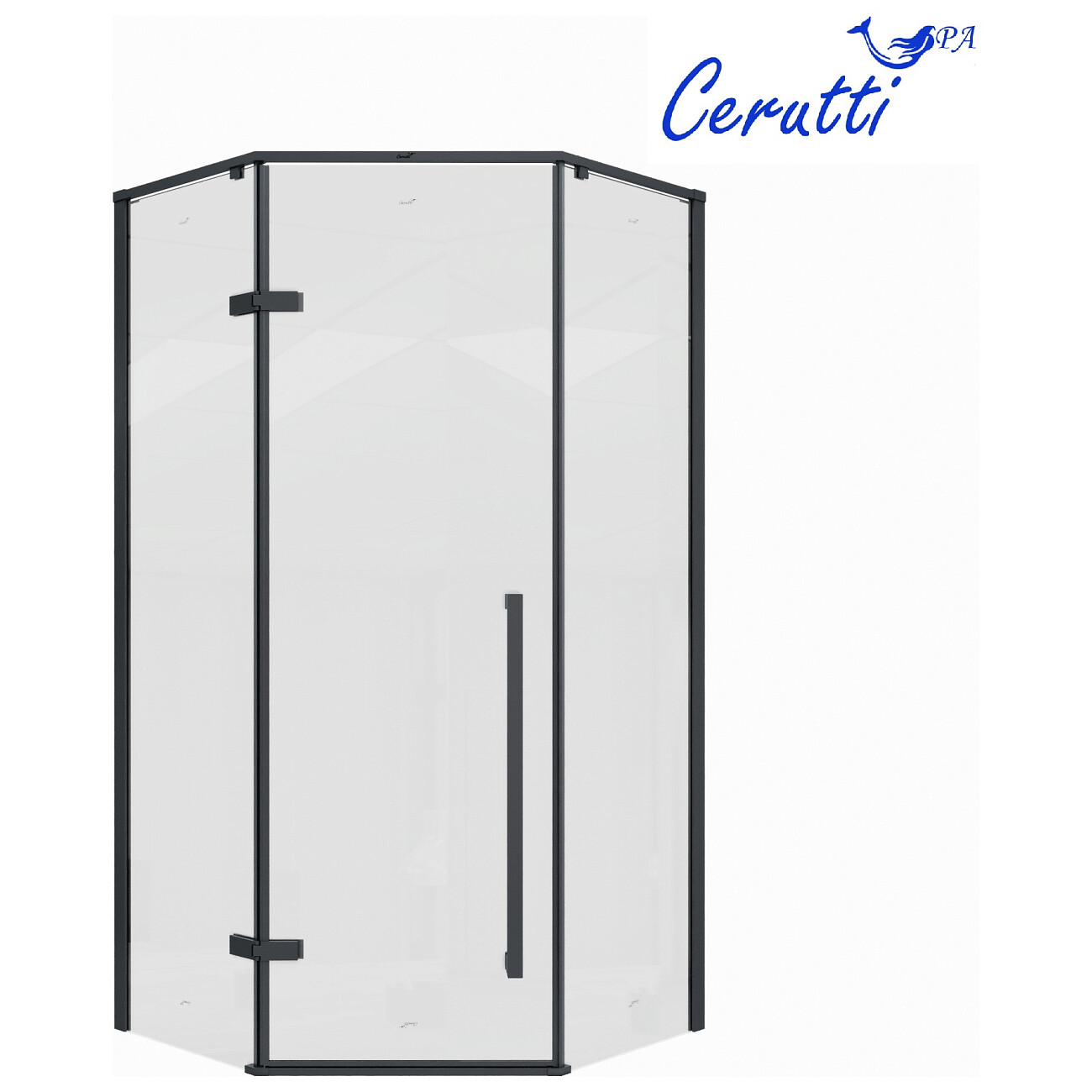 Душевой уголок пятиугольный 100x100 см черный матовый Cerutti SPA C2A - изображение 2