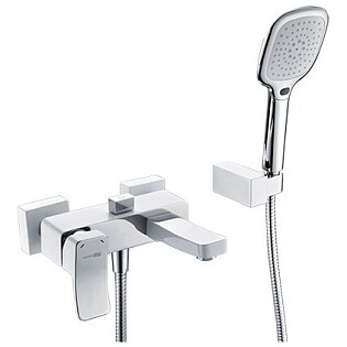 Душевой комплект с лейкой и коротким изливом белый, хром Wasserkraft Aller 1061WHITE