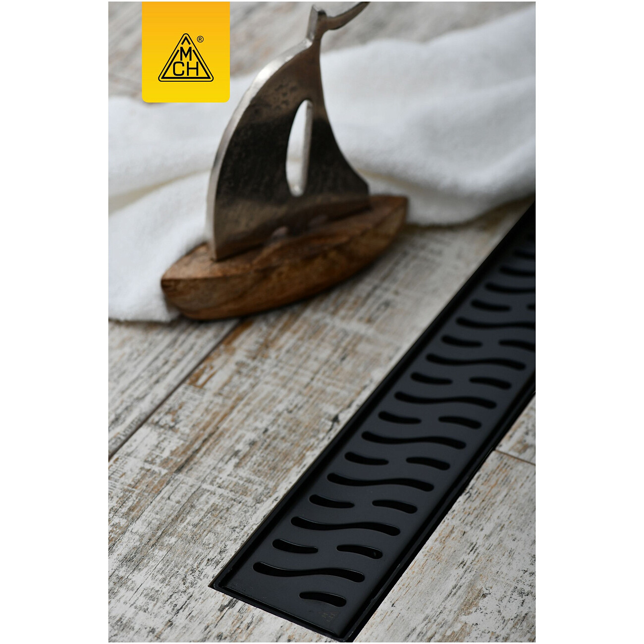 Душевой лоток с решеткой 45 см черный Creto Zigzag CRE-450 ZB - изображение 3