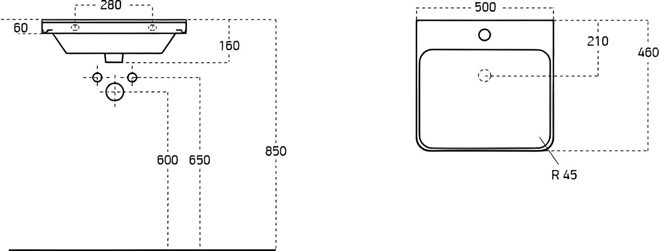 Раковина накладная керамическая прямоугольная 46х50 см белая Stworki "Ларвик" 11050-KL - изображение 2