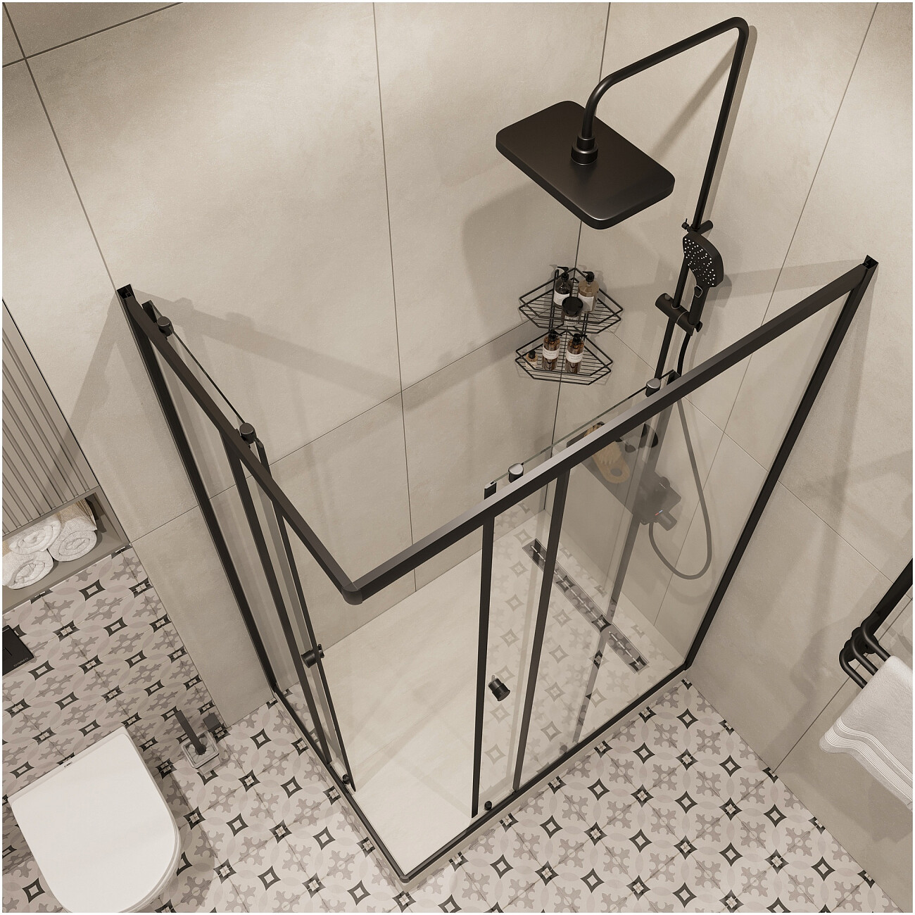 Душевой уголок прямоугольный 80х120 см черный Diwo "Углич" Щ0000055593 - изображение 8