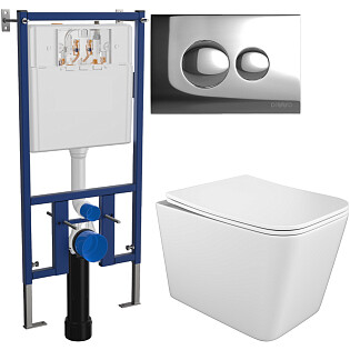 Унитаз подвесной Stworki &quot;Молде&quot; S23401WH с инсталляцией Diwo 4501, с кнопкой смыва хром 7312