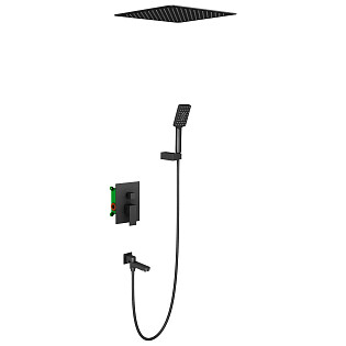 Душевой комплект встроенный с тропическим душем черный Timo Selene SX-2039-03SM