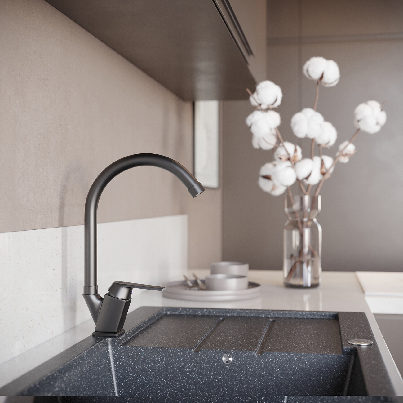 Смеситель для кухни однорычажный черный Domaci "Равенна" SM-01b - изображение 7