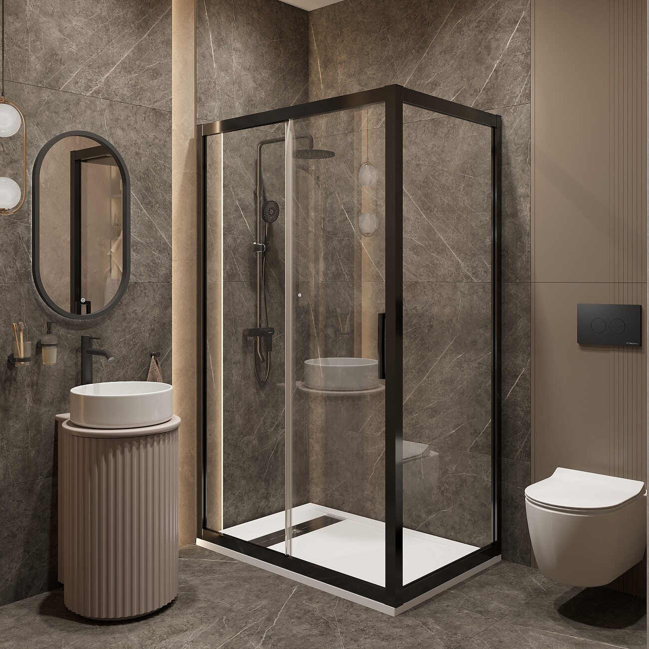 Душевой уголок прямоугольный 80х120 черный Stworki "Эстерсунд" 3GW063TTKK000 - изображение 5