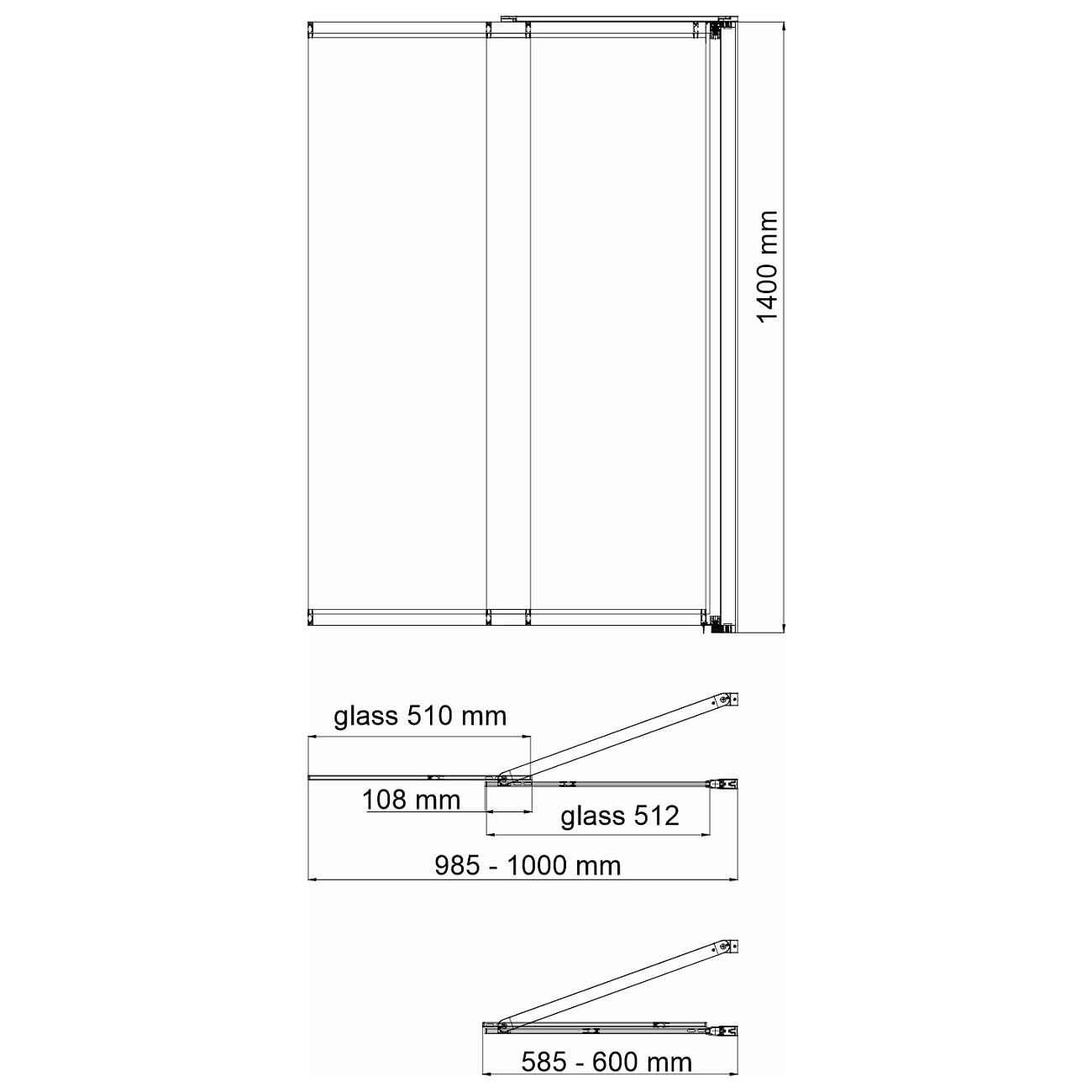 Шторка на ванну стеклянная 140х100 см прозрачная, хром Wasserkraft Main 41S02-100 RM Fixed - изображение 2