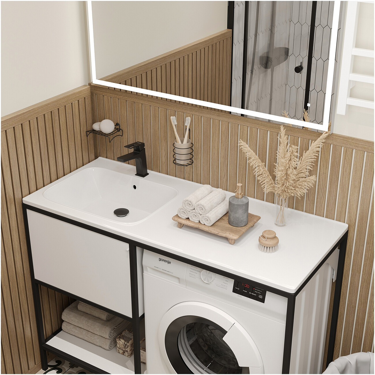 Смеситель для раковины однорычажный черный Stworki "Хедмарк" S38010BK - изображение 7