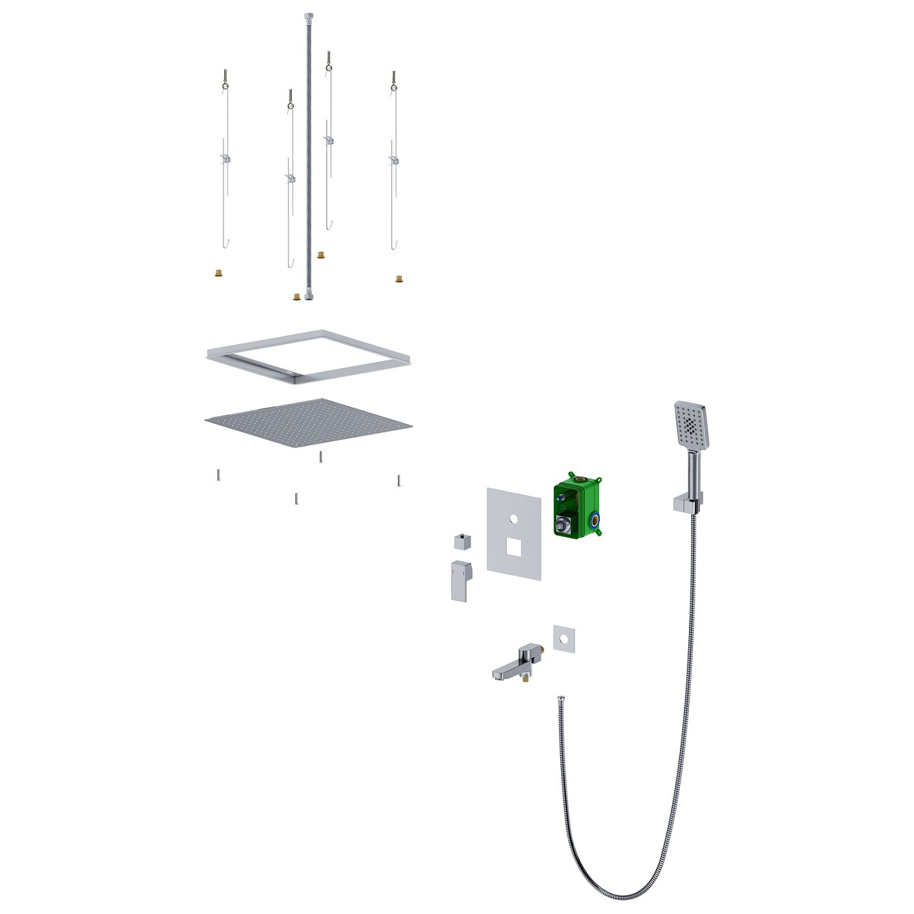 Душевой комплект встроенный с тропическим душем хром Timo Selene SX-2039-00SM - изображение 2