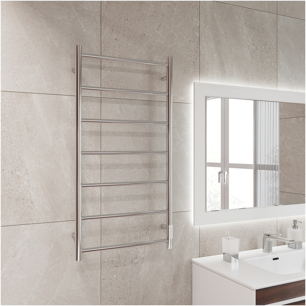 Полотенцесушитель электрический 100х50 см хром Ewrika "Сафо" PN - изображение 6