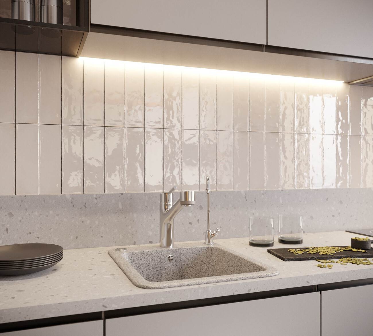 Мойка кухонная прямоугольная мраморная серая Domaci "Бьелла" DMC-17-310 - изображение 3