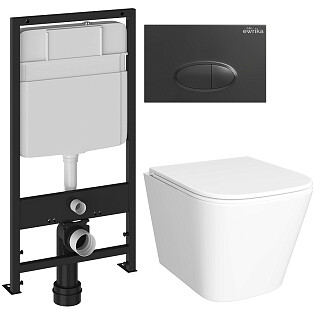 Унитаз подвесной Diwo &quot;Смоленск&quot; 5412 с инсталляцией Ewrika ProLT 0026-2020, с кнопкой смыва 0054