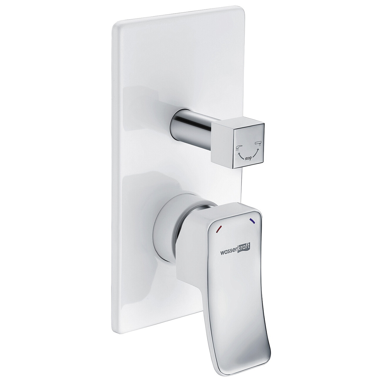 Смеситель для ванны и душа встраиваемый из латуни белый Wasserkraft 10641W - изображение 4