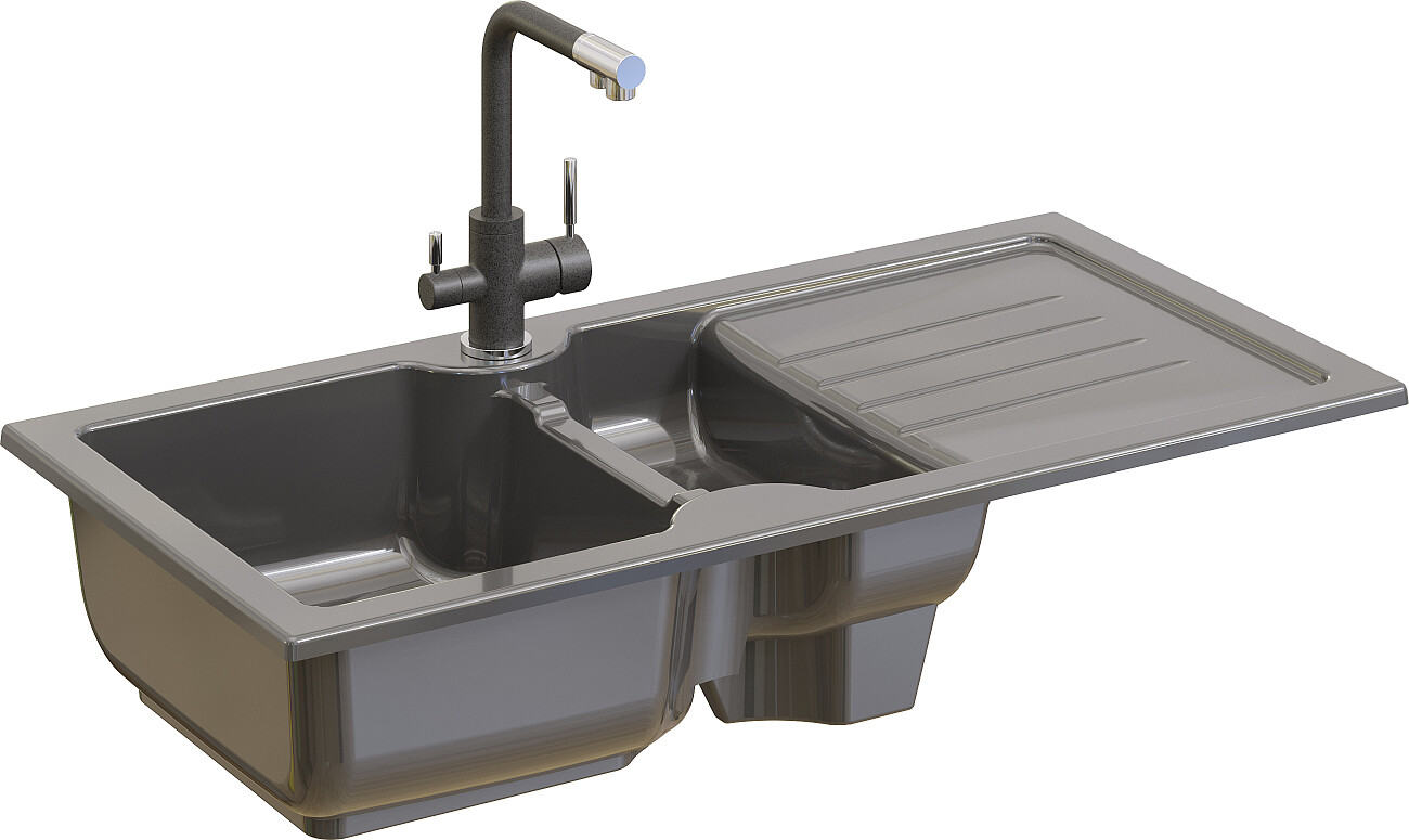 Мойка кухонная антрацит Domaci "Сиена" 54100-112 - изображение 8