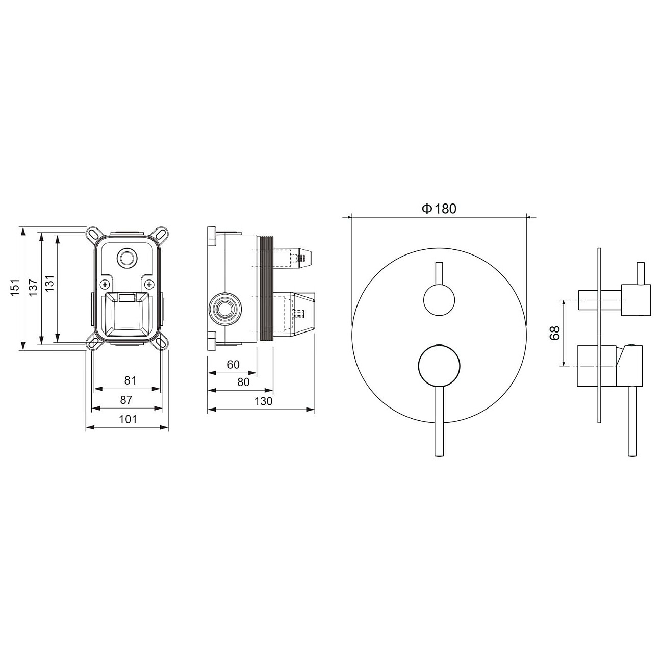 Смеситель для ванны встраиваемый шлифованное золото Aquatek "Европа" AQ1346BG - изображение 2