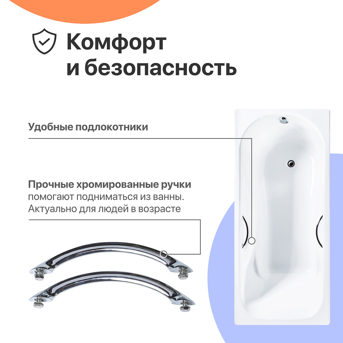 Чугунная ванна с ручками 180x80 см белая Diwo "Ярославль" DY0016, D0017 - изображение 5