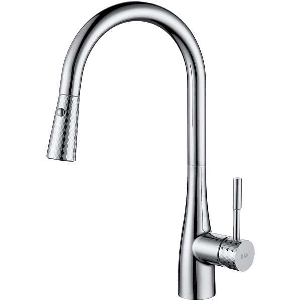 Смеситель для кухни латунный с выдвижной лейкой хром D&K Rhein Schiller DA1462501C - изображение 1