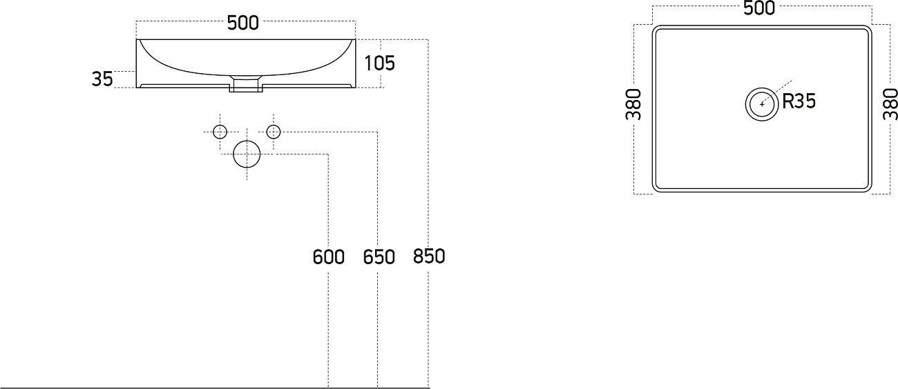 Раковина накладная керамическая прямоугольная 38х50 см белая Stworki 3050-KL - изображение 2