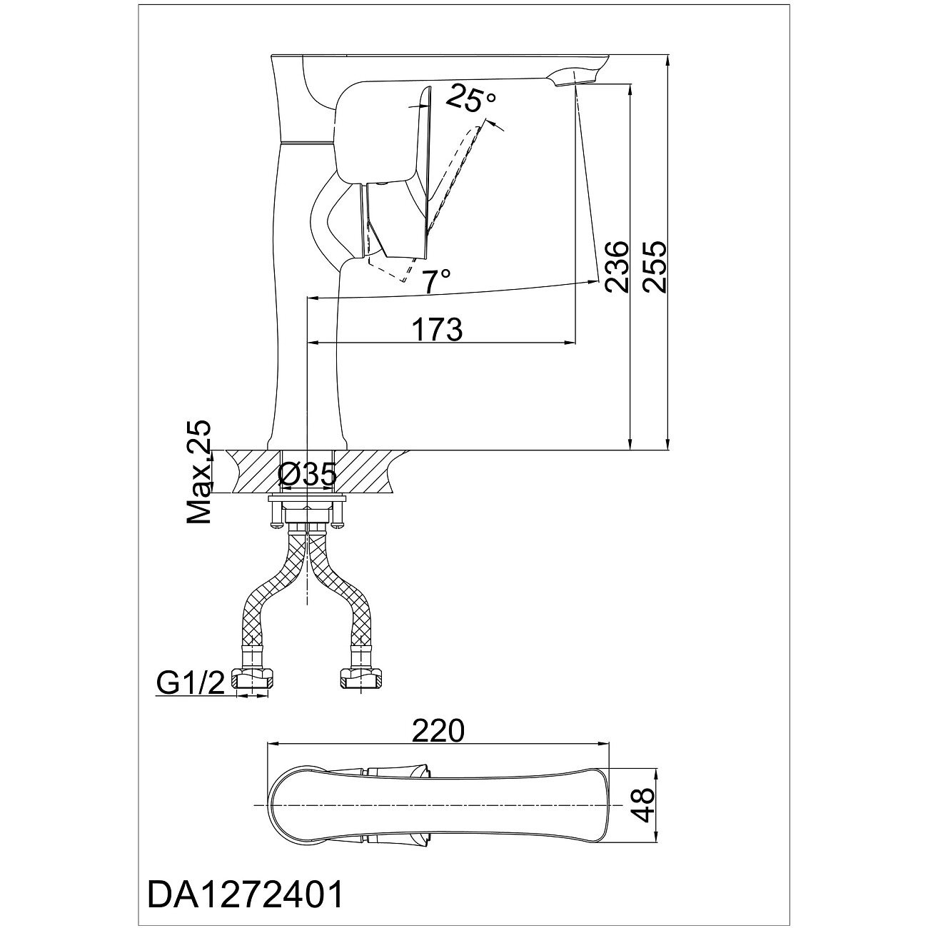 Смеситель для кухни латунный хром D&K Rhein Reisling DA1272401 - изображение 2