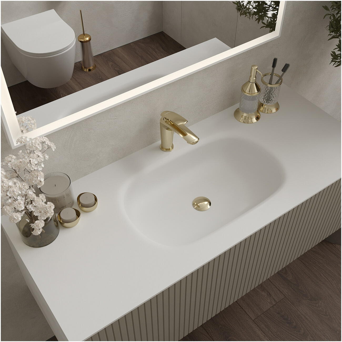 Смеситель для раковины однорычажный золотой Stworki "Гётеборг" S03010GG - изображение 7