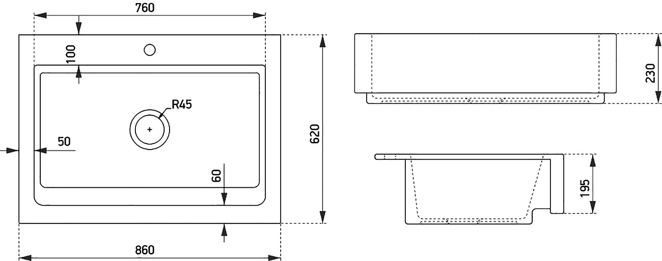 Мойка кухонная керамическая белый глянец Domaci "Сиена" 50186-101 1 hole - изображение 3