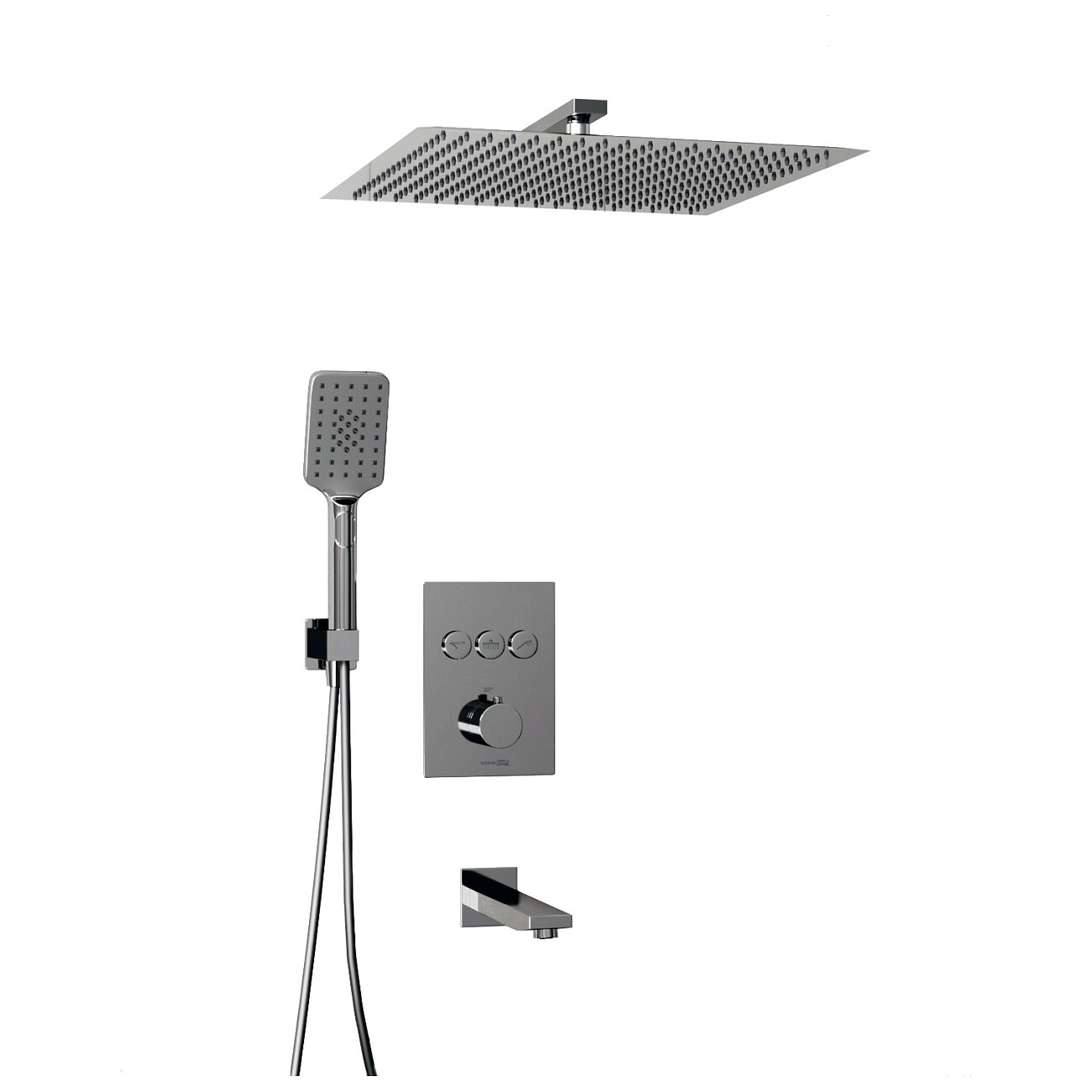 Душевой комплект встраиваемый с верхним душем, лейкой и изливом хром Wasserkraft A171919 Thermo - изображение 2