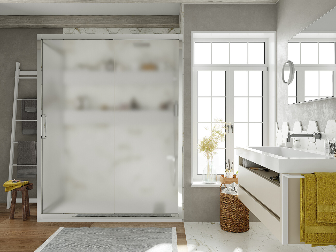 Душевой уголок 110х80 см хром глянец, стекло матовое Stworki "Эстерсунд" - изображение 3