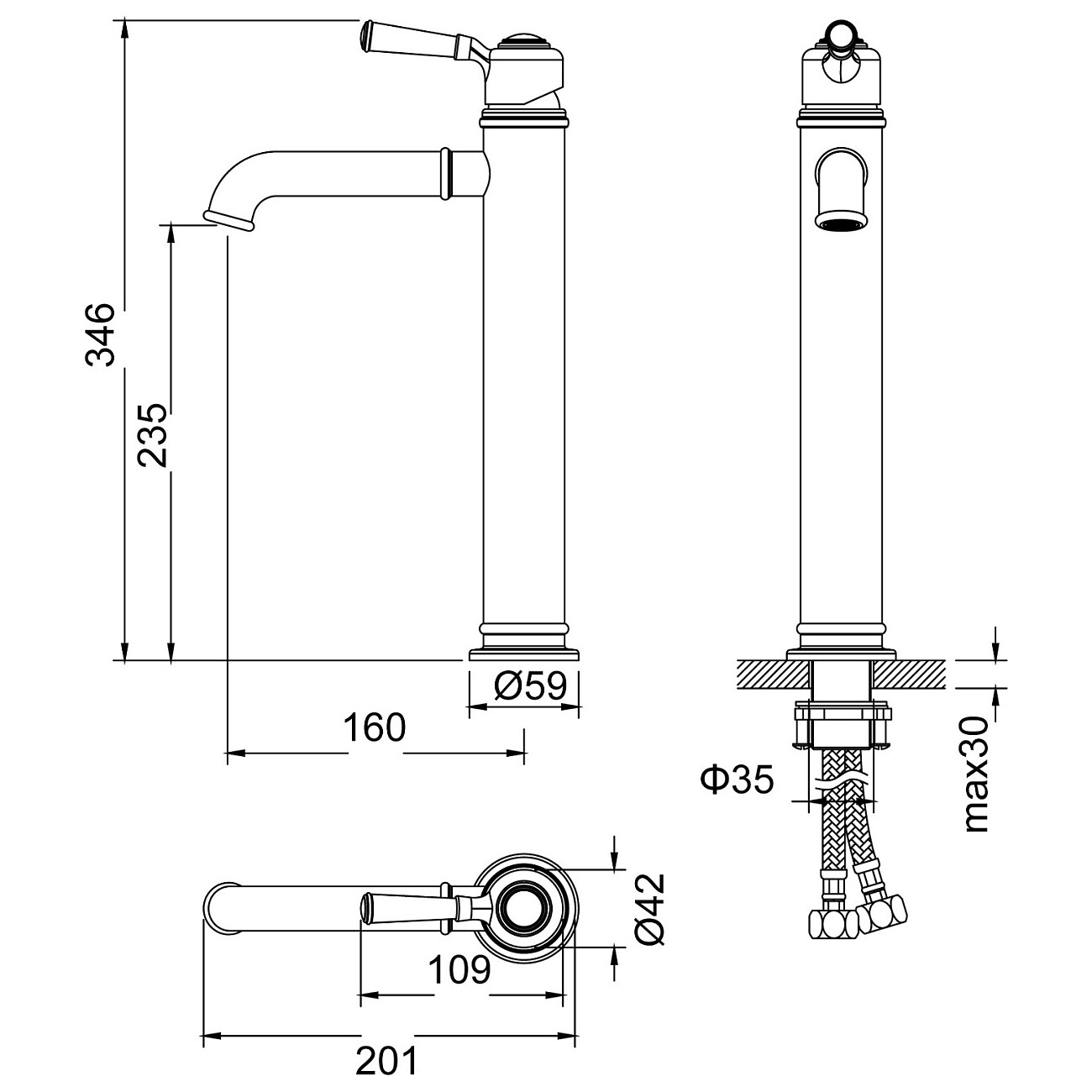 Смеситель для раковины-чаши однорычажный антик Timo Arisa 5311-02F - изображение 4