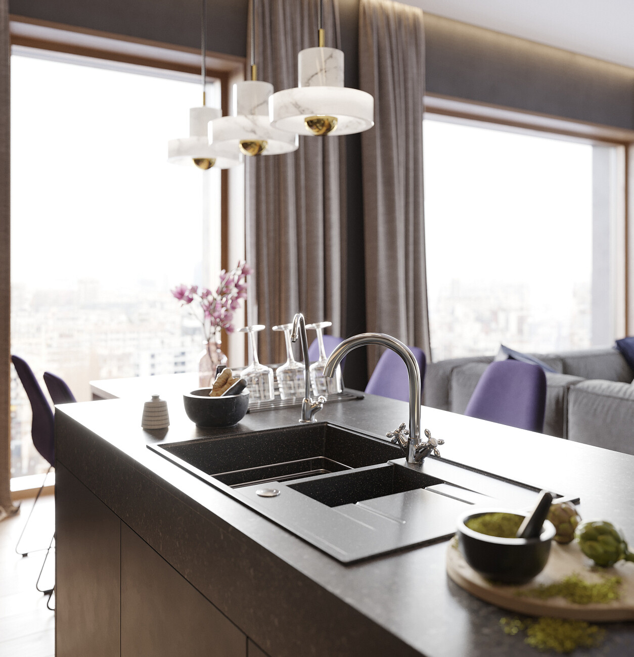 Мойка кухонная черная Domaci "Бьелла" DMC-21K-308 - изображение 5