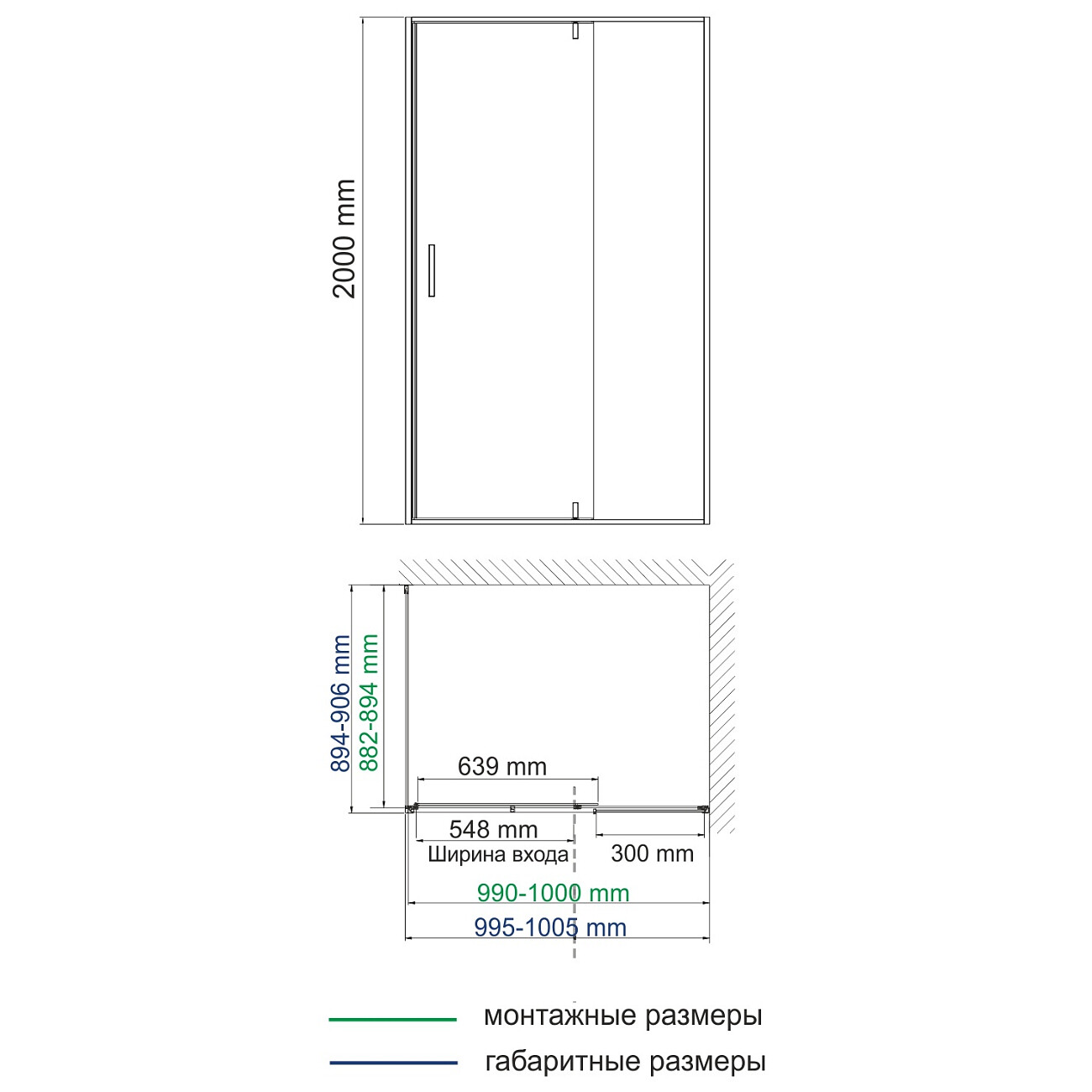 Душевой уголок прямоугольный 90х100 см черный Wasserkraft Elbe 74P22 - изображение 3