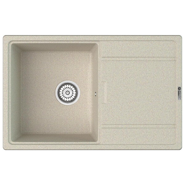 Мойка кухонная кварцевая прямоугольная бежевая Point "Лаура 78" PN3005BG - изображение 1
