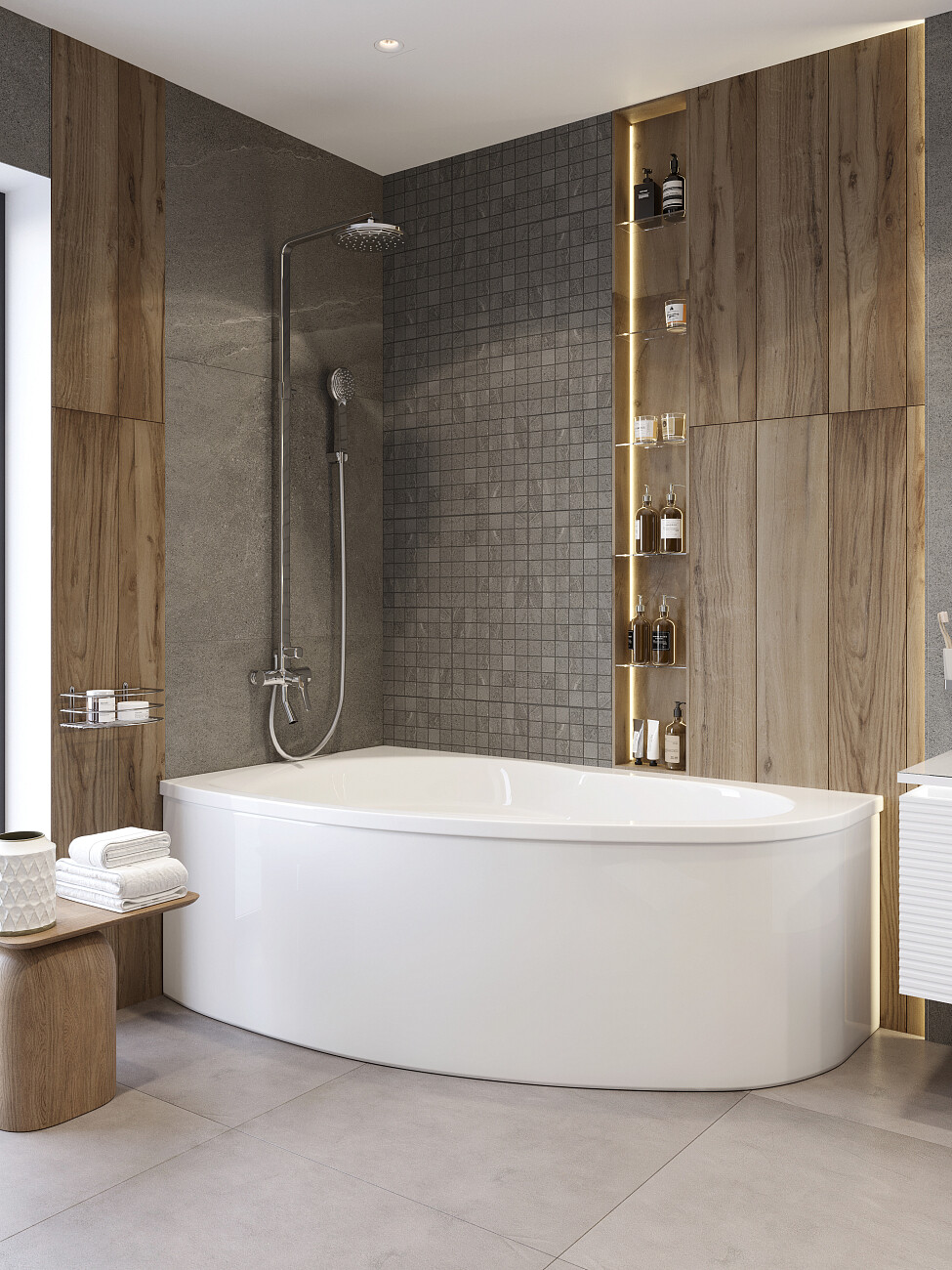 Ванна акриловая угловая с каркасом 170х100 см белая Stworki "Молде" L SW2017010008L, SW5170100049 - изображение 11