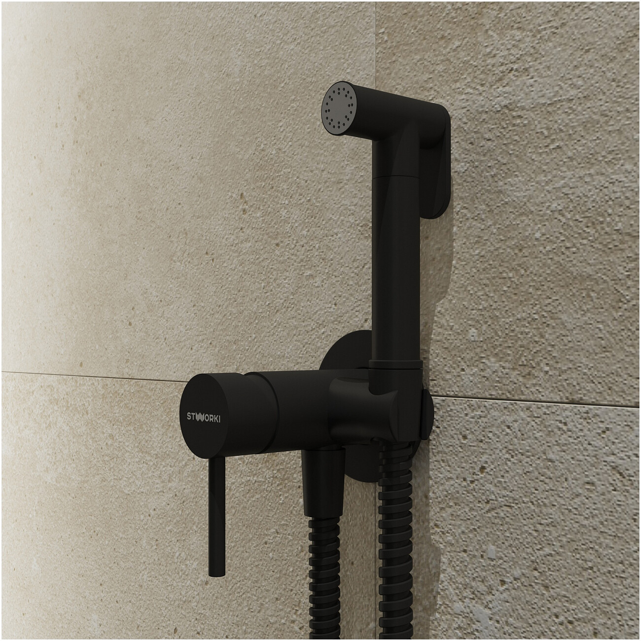 Гигиенический душ со смесителем матовый черный Stworki "Эстерсунд" S31150BK - изображение 3