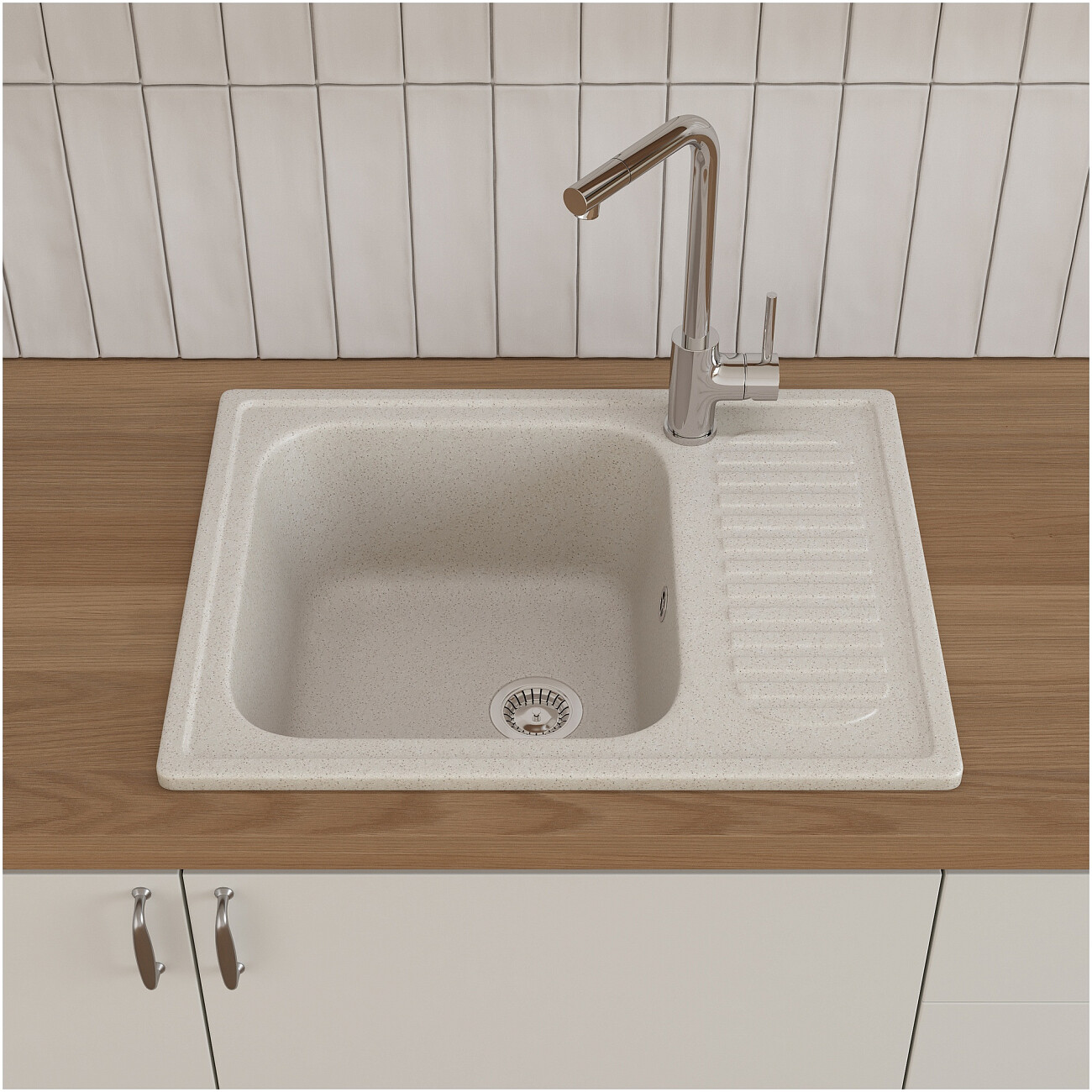 Мойка кухонная бежевая Domaci "Болонья" М-15-003 - изображение 7