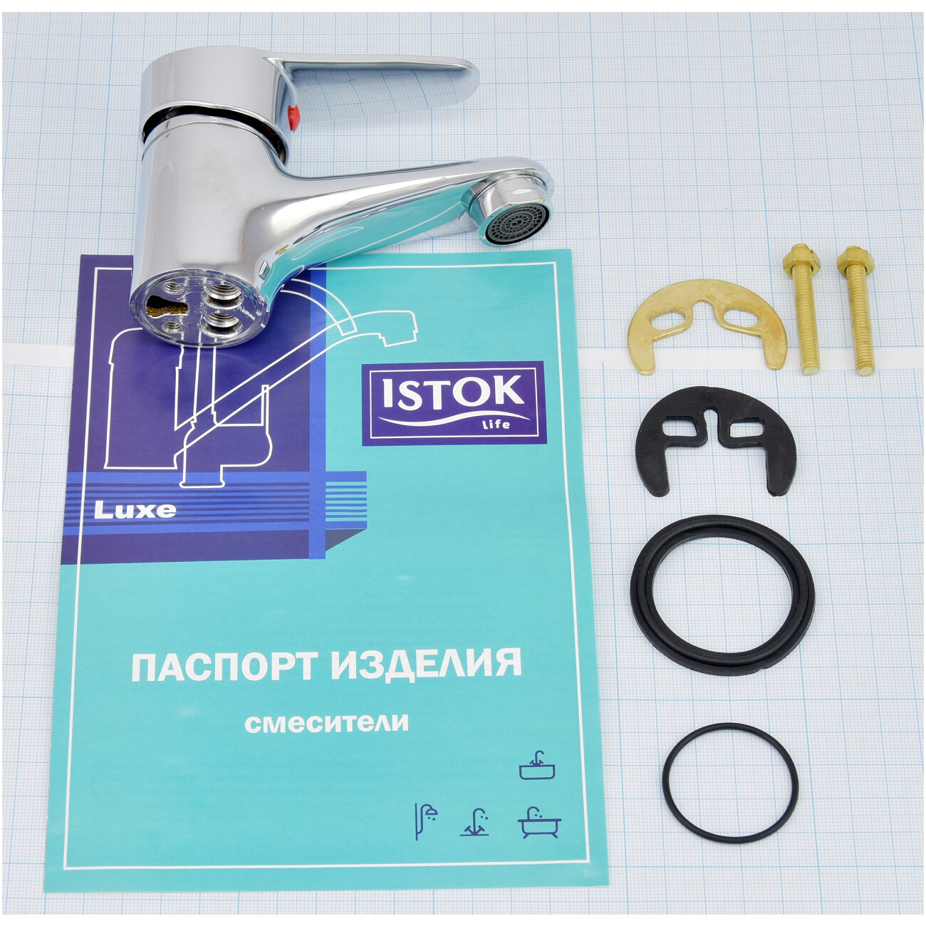 Смеситель для раковины латунный однорычажный с литым изливом хром Istok life Luxe 0402.770 - изображение 13